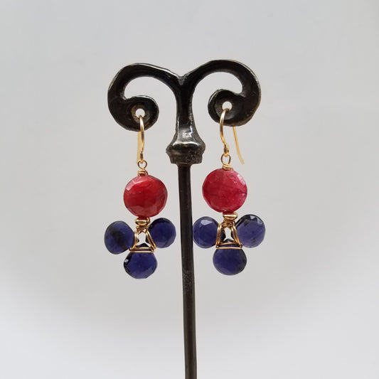 Ruby and Iolite earrings