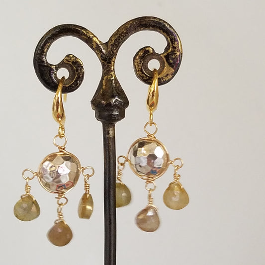 Hummered silver and Moonstone chandelier earrings