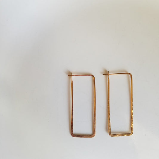 Large rectangular hoop earrings