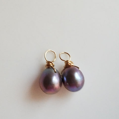 Blue pearls charms for hoop earrings
