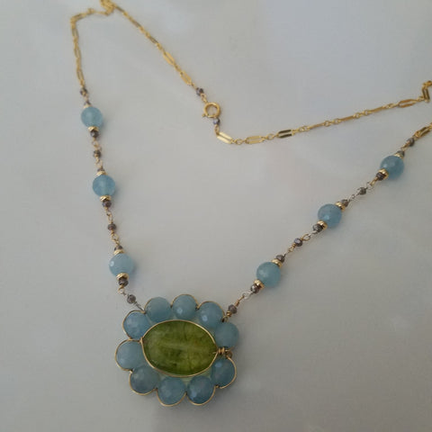 Aquamarine bloom necklace