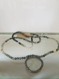 Moss aquamarine and diamonds necklace