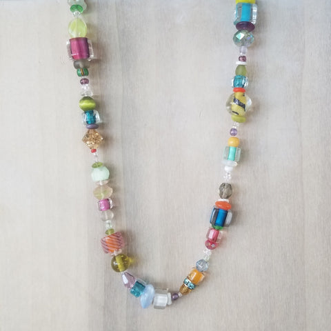 Candy colors hand blown glass beads necklace