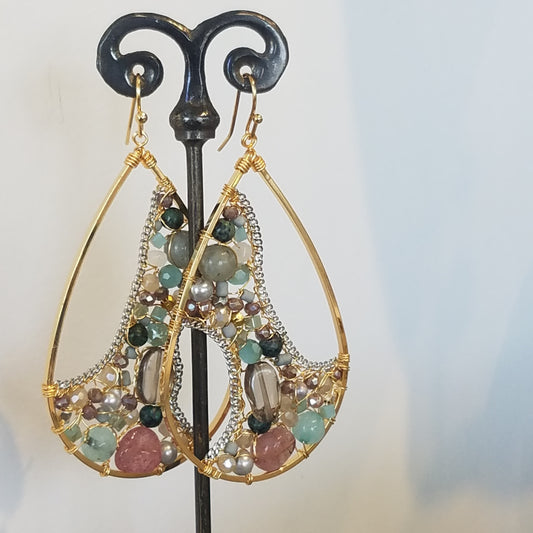 Sea foam and pink earrings