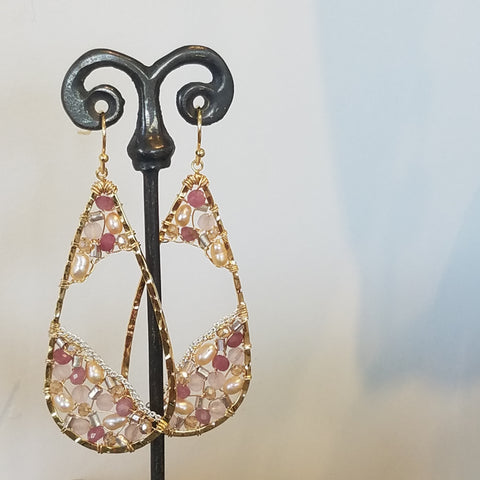 Framed pink earrings