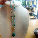 Multi gem necklace with Turquoise pendant