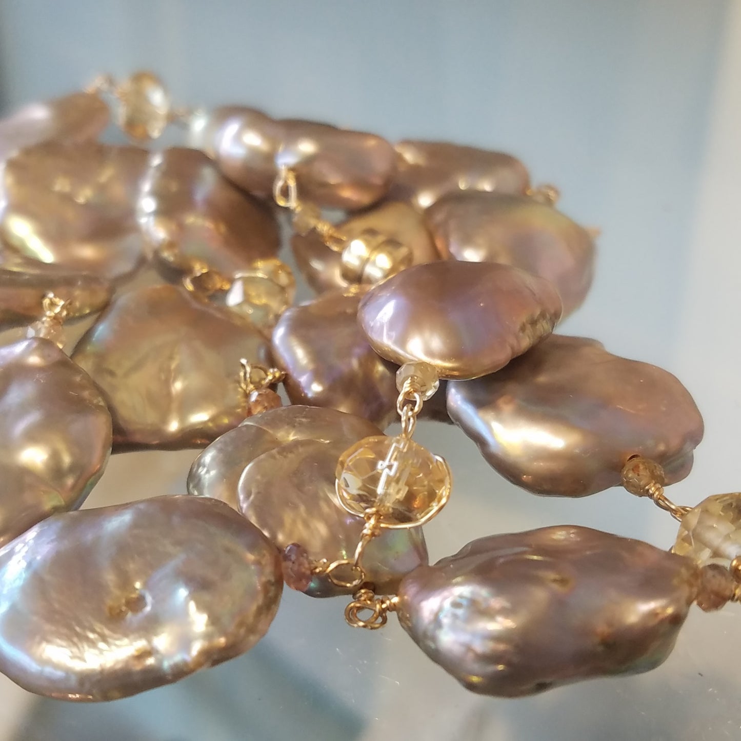 Pearls and Citrine necklace/Bracelet
