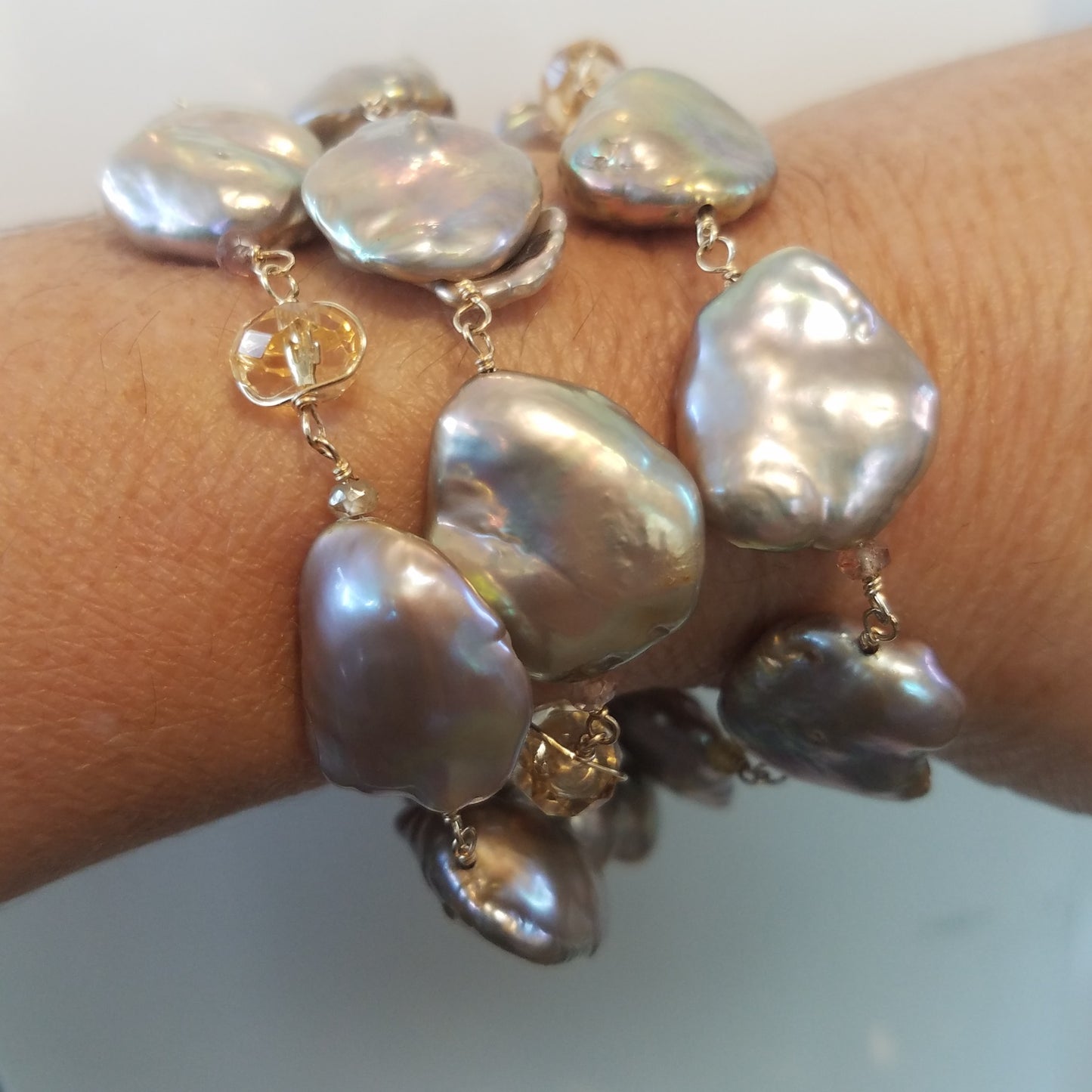 Pearls and Citrine necklace/Bracelet