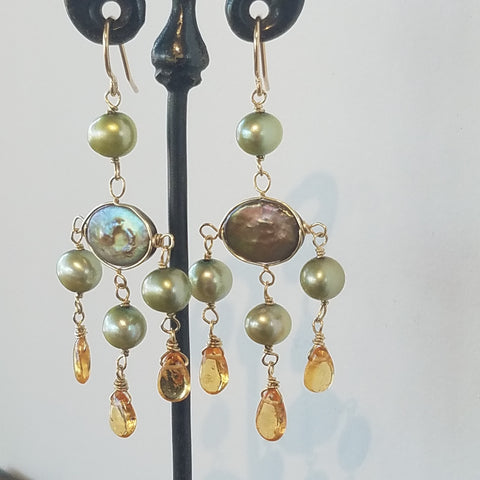 Modern Pearl Chandelier earrings