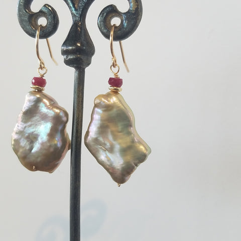 Ruby and Pearl earrings