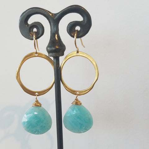 Amazonite on a ring earrings