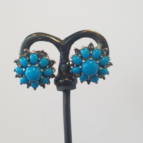 Turquoise floral post earrings