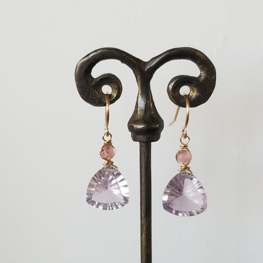 Trillion amethyst earrings