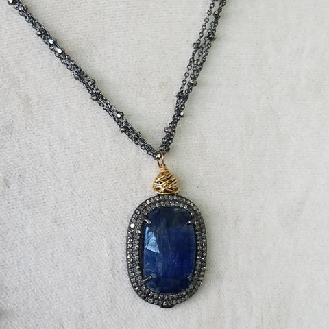 Blue Kyanite and Diamonds necklace