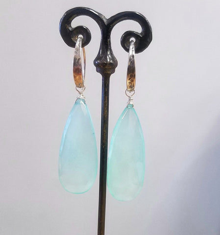 Silver and large Calcedoney earrings